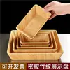 Plato de exhibición para buffet de olla caliente sukiyaki con diseño de madera de melamina, plato giratorio rectangular para verduras y champiñones