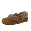 Terciopelo plus escote bajo 2026 estilo coreano correa única invierno moda Mary Janes tacón oculto zapatos de pelo zapatos de algodón mujer negro
