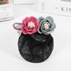 Red gruesa con flores para la cabeza, estilo japonés y coreano, para mujer, profesional, enfermera, azafata, banco, placa de trabajo, red fina para el cabello, tocado para la parte posterior de la cabeza, para mujer