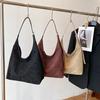Bolsa casual de cor sólida com grande capacidade para mulheres 2024 nova bolsa tote estilo coreano retrô da moda bolsa texturizada de axila