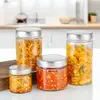 Frasco de Pepinillos Sellado Botella Vacía Transparente Redonda Frasco Mason Botella de Vidrio para Salsa Picante Multifuncional para el Hogar Botella Vacía de Tapa Alta