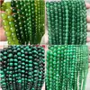 Cuentas de cristal verde natural, cuentas sueltas para pulsera DIY, ágata verde semiacabado, turquesa, cuentas para pulsera de crisoprasa