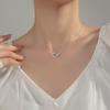 Collar de Plata S925 para Mujer Versión Japonesa y Coreana Anillo de Mobius Diamante Dulce Redondo Entrelazado Adorno de Cuello D8965
