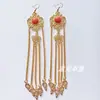 Aretes Mongoles, Decoraciones de Estilo Étnico, Borlas de Cadena Larga, Aretes Dorados, Ropa de Novia Mongol, Tocados, Accesorios, Nuevo