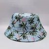 Sombrero de Pescador Estilo Coreano Tie-Dye Estampado para Hombres y Mujeres, Sombrero de Playa para Viajes al Aire Libre, Estampado de Palmera, Sombrero Tipo Cubo Reversible