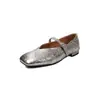 Sapatos Mary Jane de Pele de Ovelha para Mulheres, Sapatos de Salto Baixo, Novidades de Primavera, Couro Genuíno por Dentro e por Fora, Bico Quadrado, Tira Única, Sapatos de Salto Baixo Rasos para Mulheres