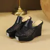 Zapatillas de cuña caladas plateadas para mujer Verano Sandalias de punta con tacón súper alto de 11 cm para usar en exteriores Sandalias romanas trenzadas de cuero genuino