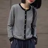 Cardigan tricô com lantejoulas color block chique para mulheres, casaco suéter com toque de luxo, peça externa solta e estilosa com botões