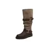 Novas botas western femininas Lan para o início do outono de 2026 com aumento interno de altura, botas de montaria com fivela dupla, botas longas com sola grossa e salto grosso