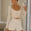 Ropa de Yoga de Manga Larga Transfronteriza para Mujer, Tops de Yoga Cruzados en la Parte Delantera, Estilo Ballet, Tops Versátiles de Manga Larga para Deportes y Fitness