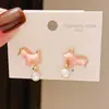 Pendientes de Plata Recubiertos de Oro Real de 18K con Aguja de Plata, Circonita, Perla de Imitación y Poni para Mujer, Dulces y Lindos, Pendientes de Alta Gama para el Año de Nacimiento