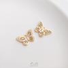 Pingente de borboleta e libélula com microzircônias incrustadas e retenção de cor de ouro 14K, brincos e pulseiras artesanais