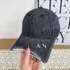 Gorra de béisbol de mezclilla vintage desgastada para hombres y mujeres, con visera rota, letras estampadas, diseño que adelgaza el rostro, nuevo estilo de moda de otoño