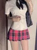 Traje Original de Uniforme JK para Estudiantes Mujeres, Top Camisa Entallado a la Cintura, Estilo Preppy Femenino, Aspecto Adelgazante, Camisa y Falda Sexy