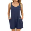 Moda Femenina Europea y Americana Transfronteriza 2026 Amazon Primavera y Verano Nueva Moda Mono Corto con Hebilla, Bolsillos y Tirantes para Mujer