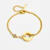 Kajia One Círculo Un Diamante Doble Cadena Pulsera de Un Solo Diamante Acero de Titanio Dorado Nuevo Pulsera para Mujer traje Collar Nueva Joyería