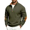 Moletom casual esportivo masculino de tamanho grande, simples, europeu e americano, com apliques de cores contrastantes, zíper, gola alta, corte solto vintage e forro de fleece