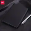 Deli 7901 bloc de notas negocios negro cuero suave cuaderno reunión oficina papelería diario imitación cuero PU simple