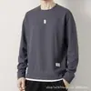 Sudadera de punto gofre de moda de dos piezas falsas para hombre 2023 Primavera/Otoño Juvenil Holgada Cuello Redondo Manga Larga Camiseta para Hombre 1