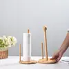 Estante de Almacenamiento Creativo para Cocina, Portarrollos de Papel Portátil, Portarrollos de Papel de Cocina para el Hogar, Estante de Almacenamiento de Bambú, Estante Colgante, Portarrollos de Film Plástico