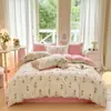 Juego de ropa de cama de algodón estilo Ins de cuatro piezas juego de tres piezas de algodón fresco para dormitorio de estudiante sábana funda de edredón