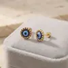 Pendientes Pequeños Circulares en Espiral con Goteo de Aceite de Diablo Estilo Europeo y Americano Transfronterizo con un Diseño de Lujo Ligero, Moda Gótica y Elegantes Accesorios para Orejas
