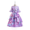 Vestido de Casa Completa Mágico Vestido de Cosplay de Anime Vestido Estampado para Niña Vestido Estampado Plisado de Satén