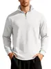 Moletom Masculino em Tricô Waffle Comércio Exterior Novo Estilo Meio Zíper Cor Sólida Manga Longa Gola Alta Casual Europeu Americano Top Jacquard