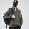 Sudadera para hombre con media cremallera, cuello alto grueso, color sólido, otoño e invierno, sencilla, combinable con todo, holgada, con forro polar interior