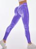 Pantalones deportivos ajustados para correr, de tejido vaquero de imitación, sin costuras, elásticos, de secado rápido, con efecto miel, para fitness y yoga.