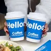 Vasos de Papel para Café, Vasos Desechables para Té de Leche con Tapas, Estampados y Engrosados, Aptos para Bebidas Calientes y Frías, Bolsas para Llevar, Venta al Por Mayor Comercial