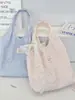69202 Bolso de Mano con Rayas y Estrellas Estilo Coreano Plata Caliente Gran Capacidad Ligero Bolso de Hombro Único Estudiante Viaje Diario Compras Bolsa de Tela