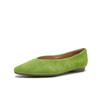 Zapatos de Boca Baja para Mujer Verano 2025 Nuevo Cuero Genuino Verde Arroz Cuero Suave Elegantes Puntiagudos Hada Francesas Zapatos Planos para Mujer