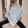 Aliexpress Tricô de Gola Alta Transfronteiriço Europeu e Americano Amazon Outono e Inverno Novo Camisa Morcego Decorada com Botões Tricô em Ponto Trançado