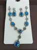 Fiesta de Noche de Lujo~Conjunto de Collar y Pendientes de Diamante Gota de Agua Azul, Exquisitos Accesorios Nupciales de Alta Gama, Joyería de Lujo Ligero