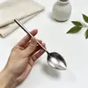 Colher de Gelo Flor de Cristal de Titânio Puro Cabo Estendido Oco Estilo Coreano Ponta Redonda Pontiaguda Colher de Mesa Doméstica para Comer e Sopa