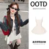 Vestido Blanco de Lunares con Tirantes Finos para Mujer, Verano, Línea A, Cintura Ceñida, Acortador, Moda de Verano para Mujer