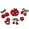 Bolsas Rojas Lindas de Dibujos Animados de Frutas/Animales Listas para Usar, Pasadores para el Cabello de Ropa, Pegatinas de Tela Decorativas Hechas a Mano para Bricolaje y Accesorios