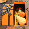 Llavero de Cáscara de Caqui Tejido a Crochet de Lana Genuina para Llavero de Coche, Bolso de Pareja Femenina, Lindo Colgante de Peluche de Caqui, Pequeño Regalo