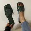 Amazon Transfronterizo Tallas Grandes Color Sólido Casual Textura de Piedra Chanclas Mujer Punta Cuadrada Suela Plana Usables Playa Una Correa Chanclas Mujer