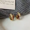 Hebilla de Oreja Geométrica con Forma de Gota de Aceite Chapada en Oro Real con Circonita Pendientes Estilo Frío de Lujo Ligero Ins Coreano Pendientes de Moda de Gama Alta