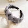 Diadema Trenzada de Gasa Celebridad de Internet Nueva Fresca Color Sólido Diadema Vintage Lavado de Cara Borde Ancho Hebilla de Acabado Accesorios para Cabello Roto