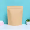 Bolsa de papel kraft amarilla bolsa autosellante bolsa autosoportante ventana no transparente sellado bolsa de embalaje para alimentos té dátiles rojos fruta seca 100