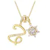 Collar Colgante Copo de Nieve Tres en Uno Transfronterizo con 26 Letras Inglesas, Estilo Dopamina de Lujo Ligero Nicho de Gama Alta para Niñas