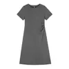 Vestido Perezoso Lusi con Pedrería, Vestido Plisado Ceñido a la Cintura para Mujer, Tallas Grandes, Diseño Elegante con Falda Evasé con Abertura 62920