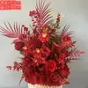 Novo casamento fileira de flores em grande escala simulação flor de seda decoração finalizada fileira de flores de eucalipto passarela de estrada arte floral para casamento