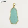 WT-P2127 Colgante de Piedra Centelleante Translúcida con Forma Geométrica Amatista Amazonita Chapado en Oro de 18k Accesorios de Joyería