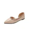 Colección nueva 2026 estilo francés: Mocasines de punta fina, color liso, suela plana, boca poco profunda, suela blanda, de charol con remaches