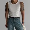 Colete Esportivo Novo Transfronteiriço para Homens, Camiseta Elástica Slim-Fit Fitness Estilo Americano de Verão, Top Casual Canelado para Homens