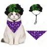 Peluca de Disfraz para Mascota de Halloween Color Doble Empalmado Cabello Rizado Estilo Occidental Bufanda Triangular Prop de Cosplay En Stock